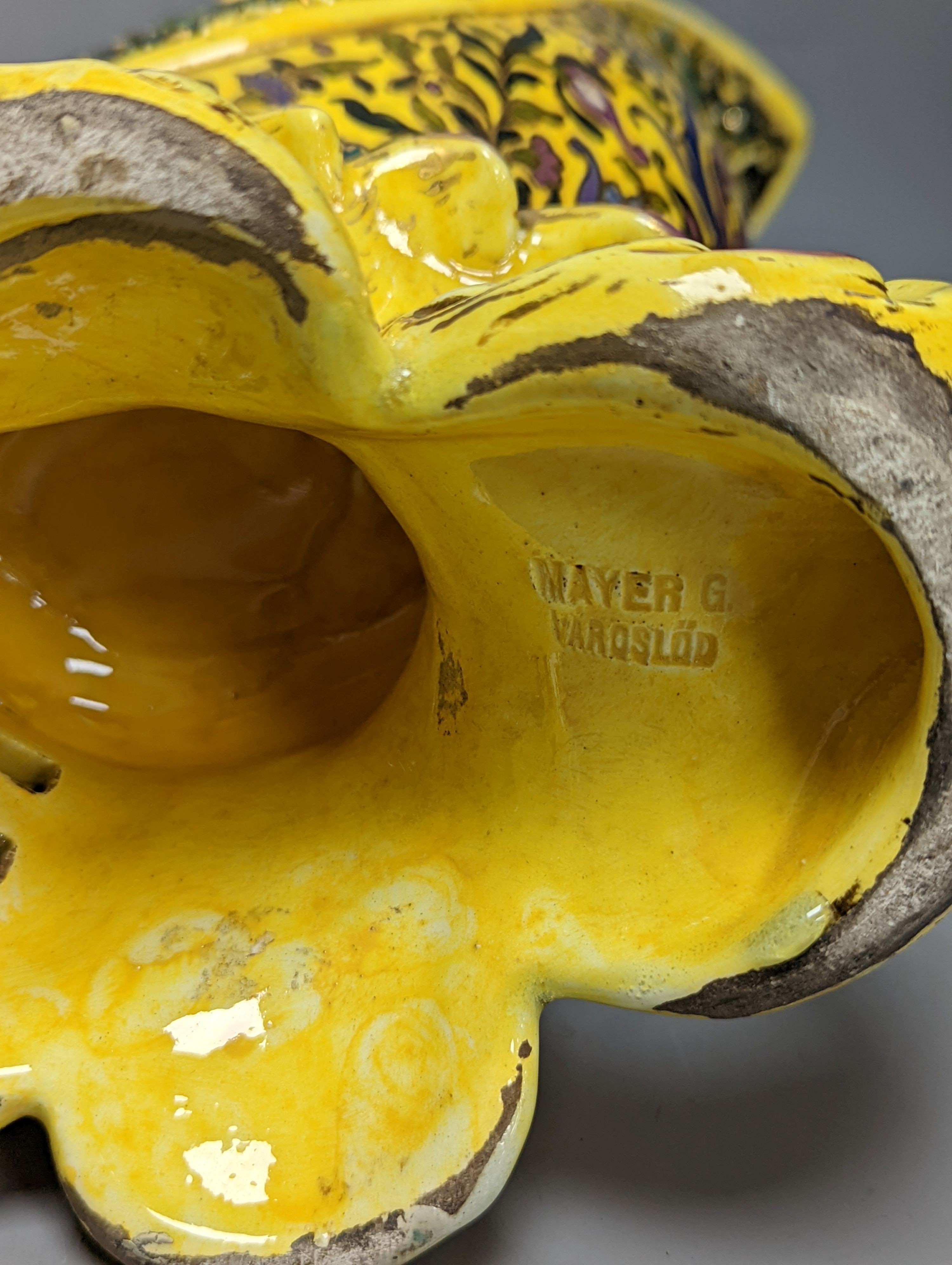 A Varoslod yellow-glazed ewer and a Zsolnay vase 37cm